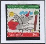 Stamps Australia -  Navidad: Koala con sombrero d' Santa