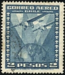 Stamps Chile -  Dos aeroplanos sobrevolando el globo terráqueo.