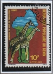 Sellos de Africa - Benin -  Jirafas y Mapa d' Beni