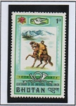 Stamps Bhutan -  Mailman a caballo