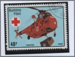Stamps Burkina Faso -  Cruz Roja: Helicoptero