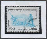 Stamps Cambodia -  Cultivo d' Arroz: Rastra