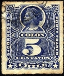 Stamps : America : Chile :  Cristóbal Colón. Sello ruleteado, porte franco.