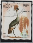 Stamps Cambodia -  Pajaros: Balearica pavonina