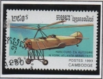 Stamps Cambodia -  Nueva York-Atlanta miami vuelo autogiro 1927