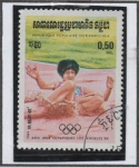 Stamps Cambodia -  Juegos Olimpicos Los Angeles: Salto d' Longitud