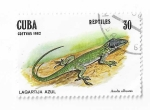 Sellos del Mundo : America : Cuba : Reptiles. Lagartija Azul