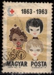Stamps Hungary -  Cruz roja-Chicas de tres razas.
