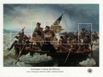 Stamps : America : United_States :  Ediciones del Bicentenario Americano: Hojas de recuerdo. Washington cruzando el Delaware, por Leutze
