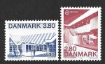 Stamps Denmark -  837-838 - Arquitectura Moderna