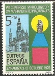 Stamps : Europe : Spain :  2543 - VIII congreso mariologico y XV mariano internacional en zaragoza, basilica y ntra. sra. del p