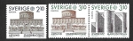 Stamps Sweden -  1628-1629-1630 - Arquitectura Moderna