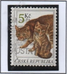 Stamps Czech Republic -  Gato y Cria