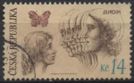 Stamps Czech Republic -  Paz y Libertad: Mariposa y Perfiles
