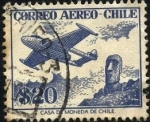 Sellos de America - Chile -  Jet sobrevolando la Isla de Pascua.