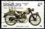 Stamps : Asia : Laos :  Centenario de la motocicleta(Honda Benly J. 1953).