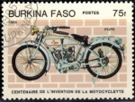 Stamps Burkina Faso -  Centenario de la motocicleta(Pope).