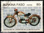 Sellos del Mundo : Africa : Burkina_Faso : Centenario de la motocicleta(Manet).