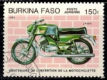 Stamps : Africa : Burkina_Faso :  Centenario de la motocicleta(Jawa. Aéreo).