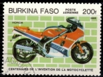 Sellos de Africa - Burkina Faso -  Centenario de la motocicleta(Honda. Aéreo).