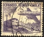 Sellos de America - Chile -  Avión cuatrimotor y ferrocarril.