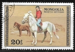 Sellos de Asia - Mongolia -  Chica a caballo