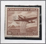 Stamps : America : Chile :  Avion sobre montañas nevadas