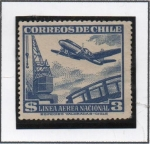 Stamps Chile -   Avión y Grúa d' Muelle