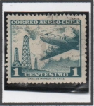 Sellos de America - Chile -   Avión y Torres Petrolíferas