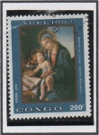 Stamps Republic of the Congo -  La Madona con un libro d' Botticelli