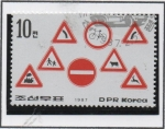 Sellos de Asia - Corea del norte -  Seguridad Vial Multiples señales d' Trafico