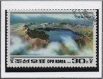Sellos de Asia - Corea del norte -  50 Cumpleaños d' Kim Jong II:  Lago Chon en l' montaña Paektu