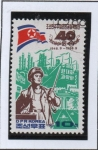Stamps North Korea -  Independencia 40 Aniv. Trabajador y Fabrica