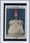 Stamps North Korea -  Festival d' Estudiantes: Jovenes y torre Juche