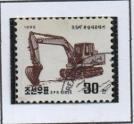 Stamps North Korea -  Excavadora Hidraulica