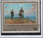 Stamps North Korea -  Actividades Revolucionarias d' Kim II Sung: Con Hombre y muchacho a la orilla d' Mar