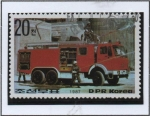 Stamps North Korea -  Veiculos d' Bomberos: Benz fire engine