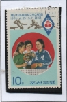 Sellos de Asia - Corea del norte -  Campeonatos d' tenis d' mesa. Jugadoras con Ramo