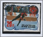 Stamps North Korea -  Ganadores d' medallas Sarajevo: Patinaje d' velocidad, Carin Enke