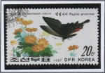 Sellos de Asia - Corea del norte -  Flores y Mariposas: Protenorand Papilio y Crisantemos