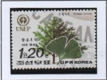 Stamps North Korea -  Dia mundial d' medio Ambiente: Arbol Gingko biloba