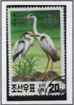 Sellos de Asia - Corea del norte -  Aves Amenazadas: Garzas Reales