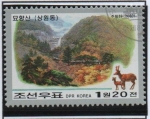 Stamps North Korea -  Myohyang Montaña: Ciervo y cervatillo