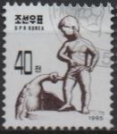 Stamps North Korea -  Esculturas d' niños: Muchacho y Ganso