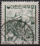 Sellos del Mundo : Asia : Corea_del_sur : Campesino cosechando Arroz