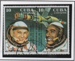 Stamps : America : Cuba :  Primer hobre en el Espacio:  Cosmonautas Y. Romanenco y A. Tamayo 