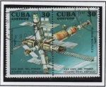 Stamps : America : Cuba :  Primer hombre en el Espacio:  Estacion Espacial Mir