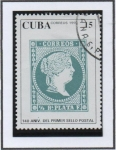 Stamps Cuba -  150 Aniv.Aniv. d' primes sello: Isabel II