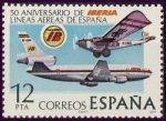 Sellos de Europa - Espa�a -  ESPAÑA 1977 2448 Sello Nuevo L Aniversario de la fundacion de Iberia Aviones Rohrbach Ro-VIII y DC-1