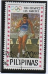 Stamps Philippines -  Juegos Olímpicos d' Verano (Los Ángeles):Atleta